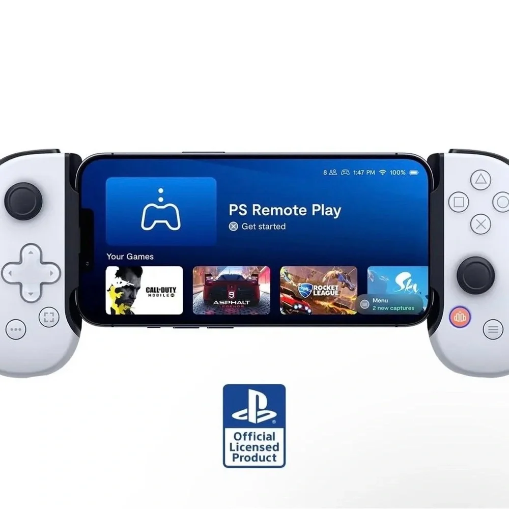 PlayStation-Compatible White Smartphone Controller Grip for Mobile Gaming